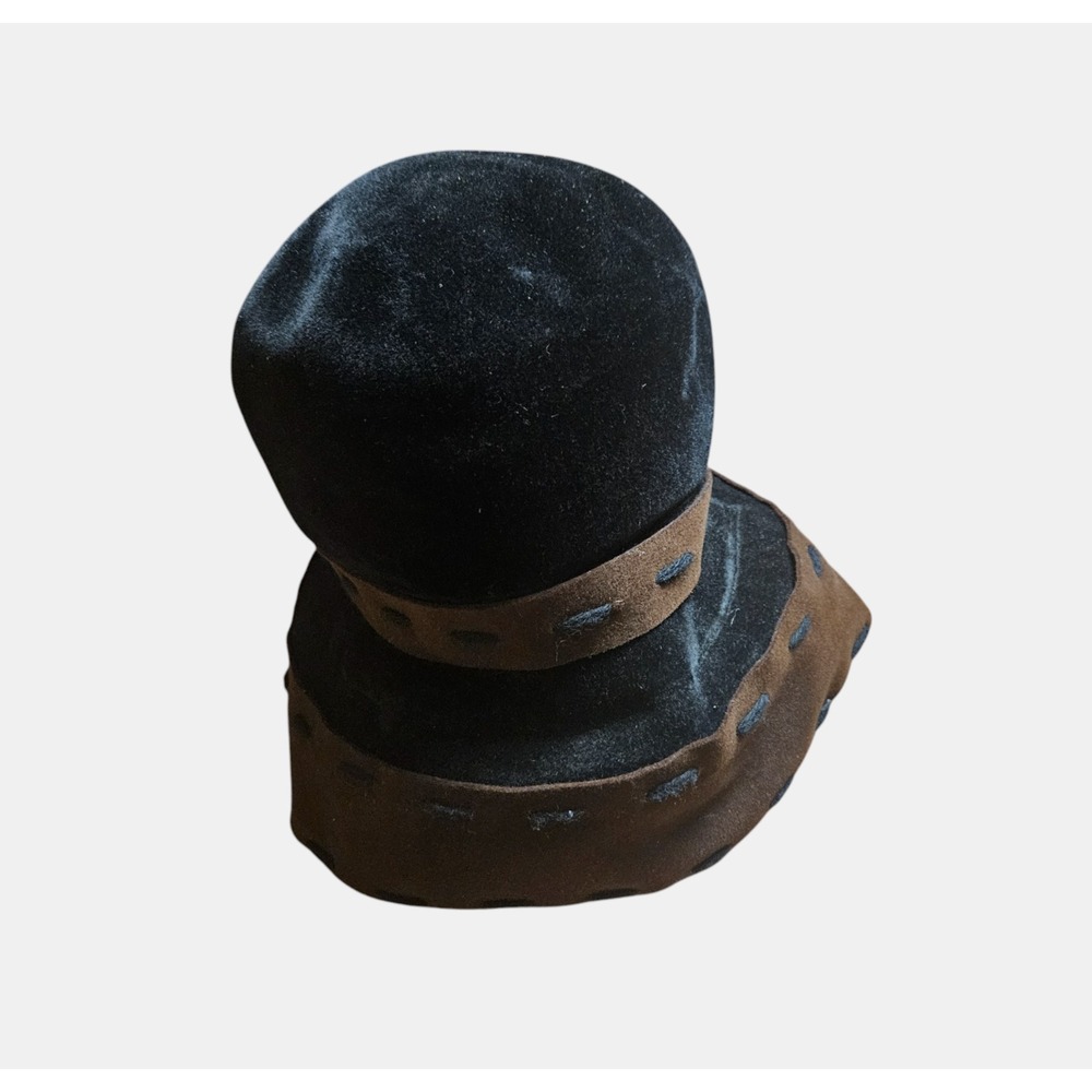 Vintage 50s 60s Christian Dior Miss Dior Cloche Hat Felt Velvet Brown Black - Picture 2 of 8